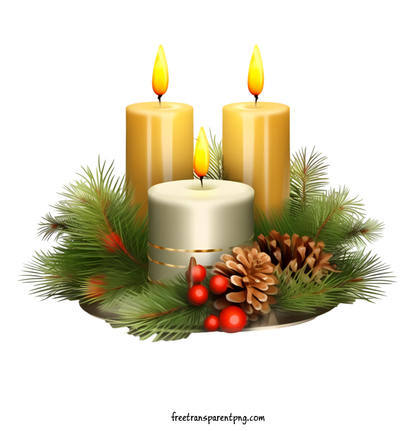 Free Christmas Christmas Candle Candle Wreath For Christmas Candle Clipart Transparent Background