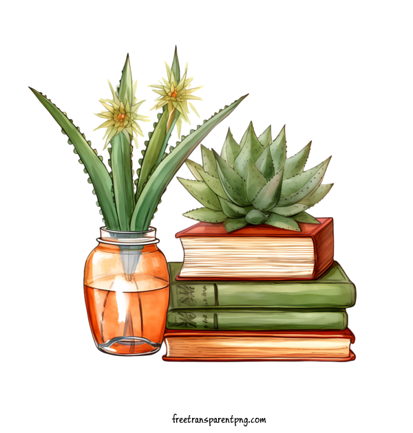 Free Aloe Vera Aloe Vera Books Vase For Aloe Vera Clipart Transparent Background