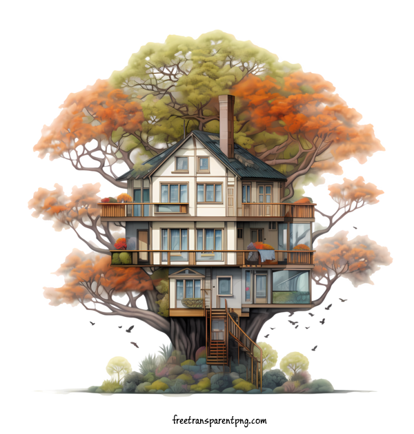 Free Tree House Tree House Tree House House In A Tree For Tree House Clipart Transparent Background