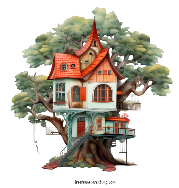 Free Tree House Tree House Fantasy House Fairytale House For Tree House Clipart Transparent Background