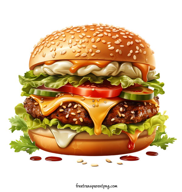 Free American Burger American Burger Cheeseburger Hamburger For American Burger Clipart Transparent Background