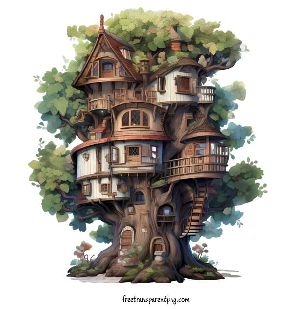 Free Tree House Tree House Fantasy House For Tree House Clipart Transparent Background