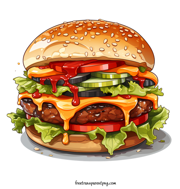 Free American Burger American Burger Burger Cheeseburger For American Burger Clipart Transparent Background