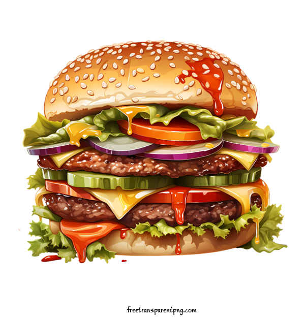 Free American Burger American Burger Burger Cheeseburger For American Burger Clipart Transparent Background