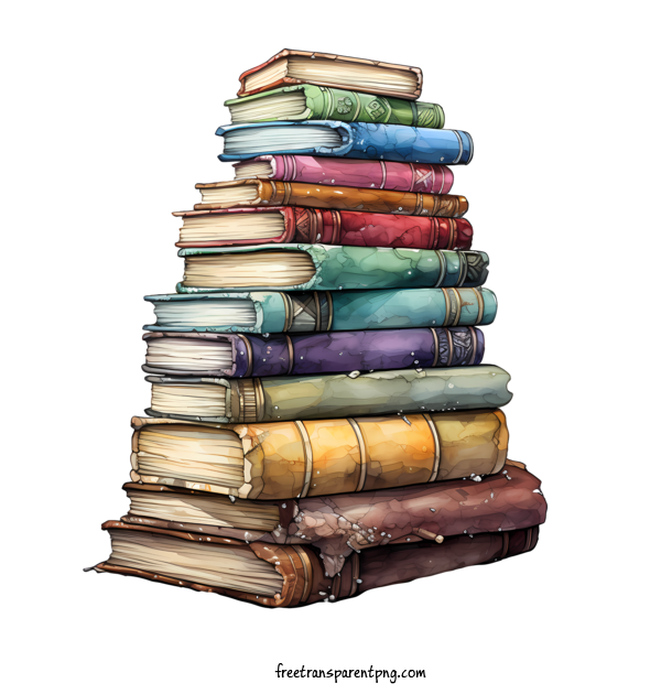 Free Stack Of Books Stack Of Books Library Books For Stack Of Books Clipart Transparent Background