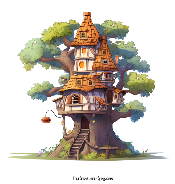 Free Tree House Tree House Fairytale Cartoon For Tree House Clipart Transparent Background