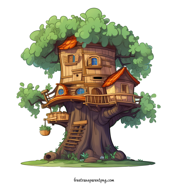 Free Tree House Tree House Cartoon Treehouse For Tree House Clipart Transparent Background