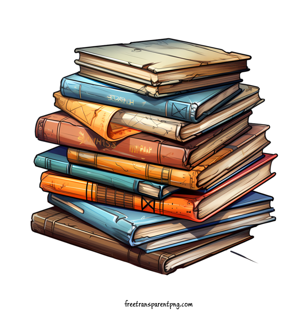 Free Stack Of Books Stack Of Books Books Pile For Stack Of Books Clipart Transparent Background