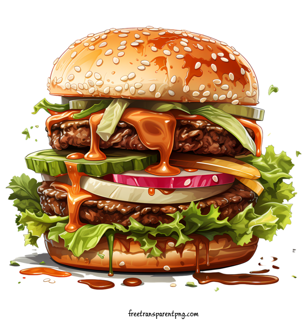 Free American Burger American Burger Hamburger Cheeseburger For American Burger Clipart Transparent Background