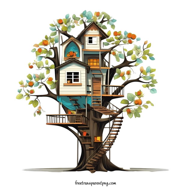 Free Tree House Tree House Tree House Colorful For Tree House Clipart Transparent Background