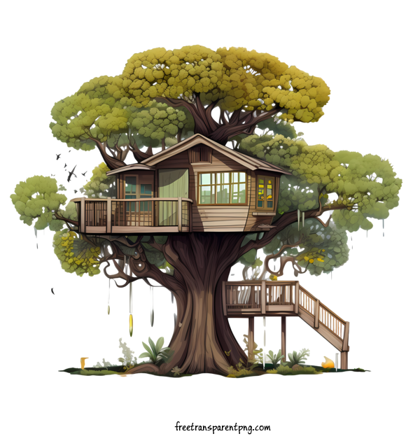 Free Tree House Tree House Tree House House In A Tree For Tree House Clipart Transparent Background
