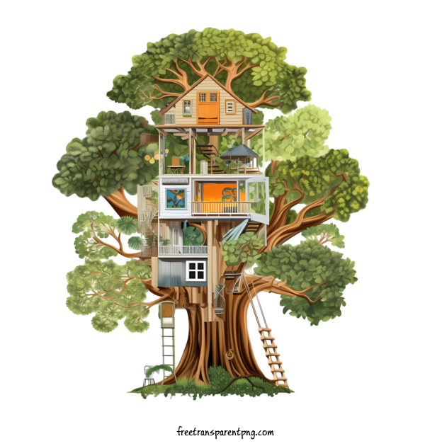Free Tree House Tree House Treehouse Treehouse Design For Tree House Clipart Transparent Background
