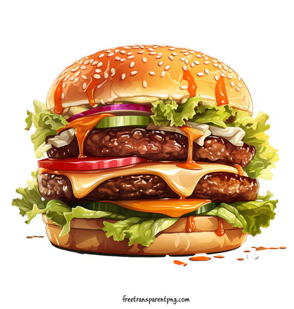 Free American Burger American Burger Hamburger Food For American Burger Clipart Transparent Background