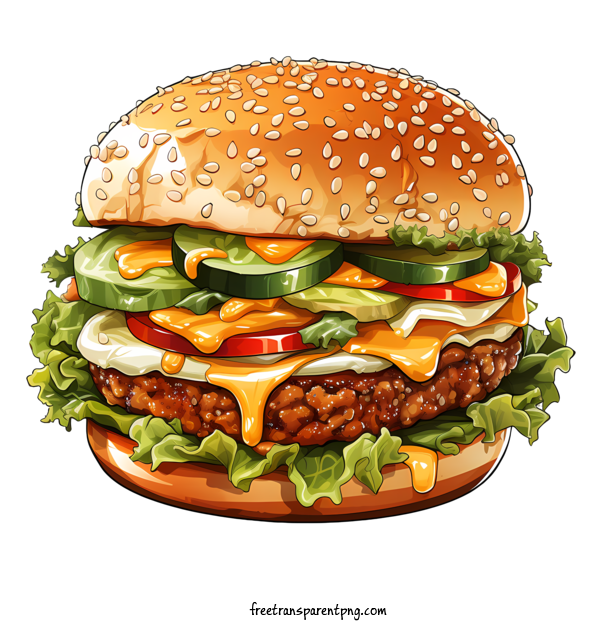 Free American Burger American Burger Cheeseburger Meat For American Burger Clipart Transparent Background