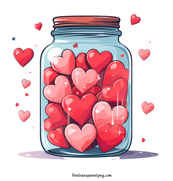 Free Valentine's Day Mason Jar Heart Candy For Mason Jar Clipart Transparent Background