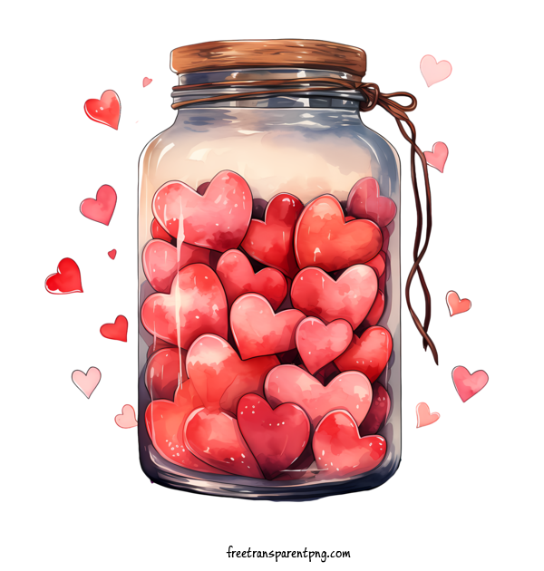 Free Valentine's Day Mason Jar Heart Watercolor For Mason Jar Clipart Transparent Background