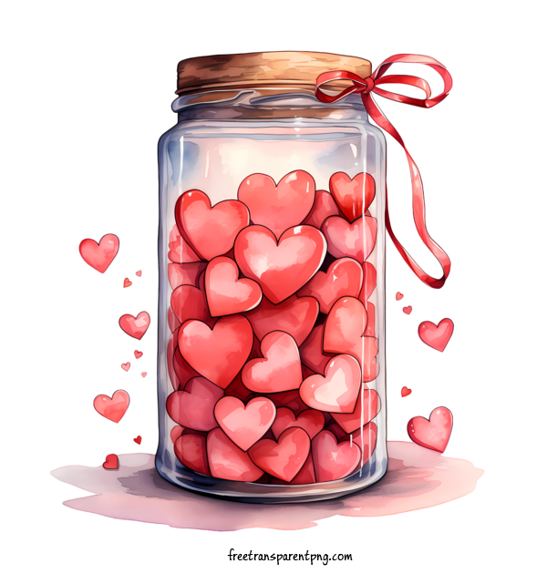 Free Valentine's Day Mason Jar Heart Watercolor For Mason Jar Clipart Transparent Background