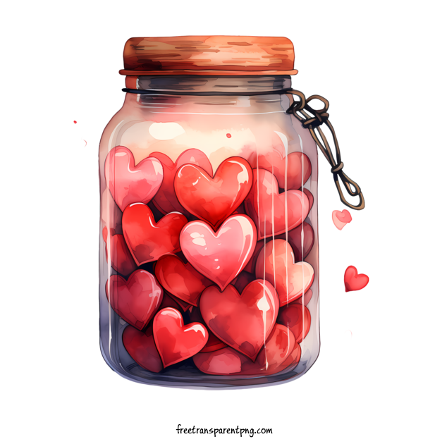 Free Valentine's Day Mason Jar Heart Red Hearts For Mason Jar Clipart Transparent Background