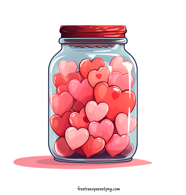 Free Valentine's Day Mason Jar Heart Red Hearts For Mason Jar Clipart Transparent Background
