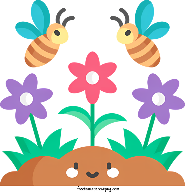 Free Spring Spring Flower Bee For Spring Clipart Transparent Background
